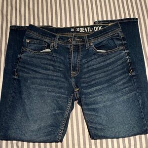 Devil-Dog Dungarees Men's Slim Straight Jeans - Dark Blue